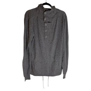 Mens All Saints Alpha Hoody Sweater Cotton Wool Blend Gray Size Large